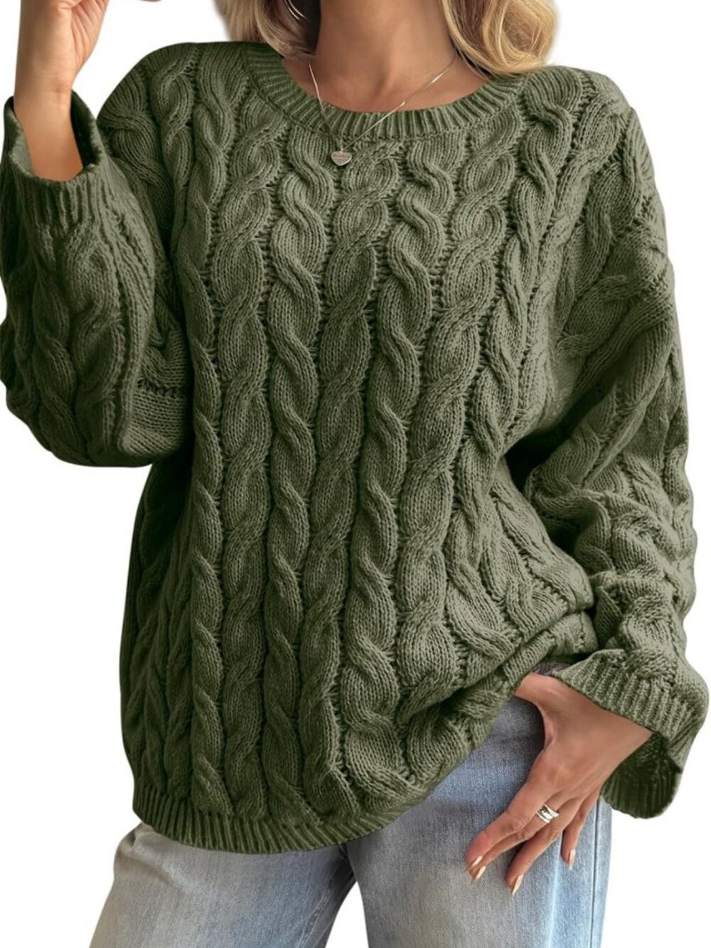 Oversized Cable Knit Sweater for Women | Long Sleeve Chunky Pullover Top